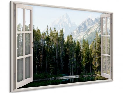 Obrazy na plátně Okno dokořán Lesní jezero