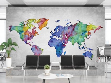 Fototapeta Mapa světa v akvarelu