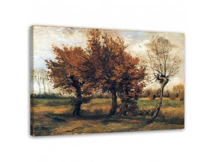 Obraz na plátně Podzimní krajina se čtyřmi stromy - Vincent van Gogh, reprodukce