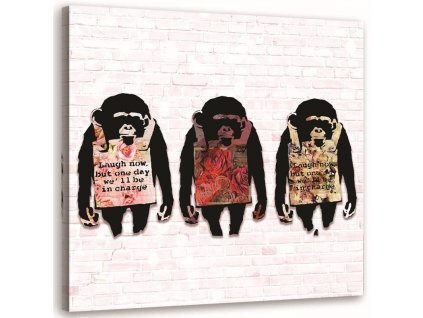 Obraz na plátně Banksy 3 opice