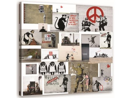 Obraz na plátně Banksy mural - sbírka streetartových děl