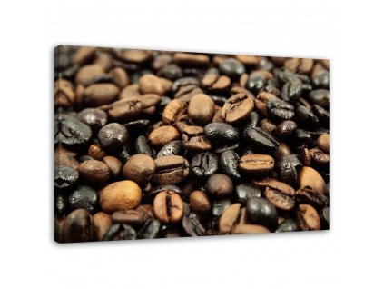Obraz na plátně Černá a hnědá kávová zrna