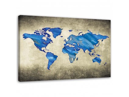 Obraz na plátně Modrá mapa světa