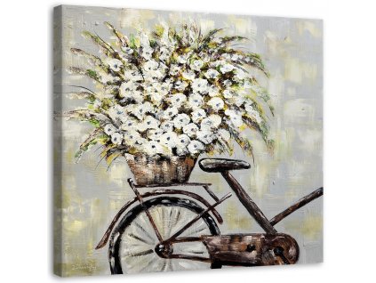 Obraz na plátně Kytice květin a jízdní kolo