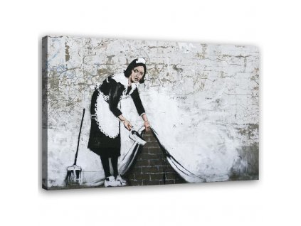 Obraz na plátně Banksy maid - street art mural