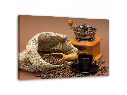 Obraz na plátně Mlýnek a zrnková káva