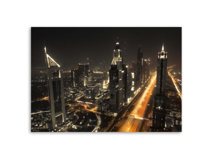 Obraz na plátně Panorama Dubaje v noci