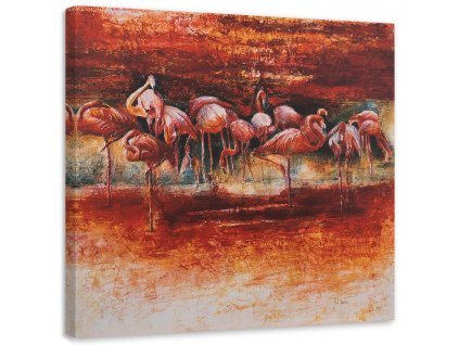 Obraz na plátně Hejno růžových plameňáků