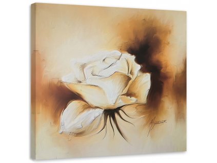 Obraz na plátně Jako ručně malovaná bílá růže