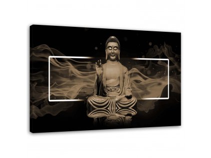 Obraz na plátně Meditující postava Buddhy - béžový