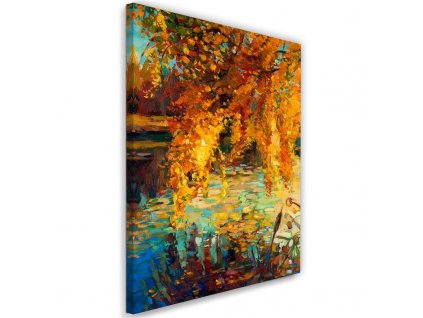 Obraz na plátně Malovaný podzim u jezera