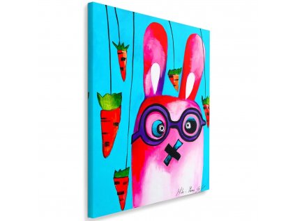 Obraz na plátně Růžový králíček s brýlemi
