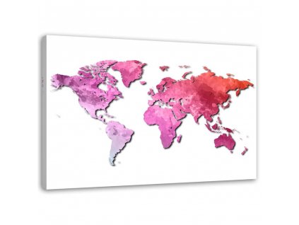 Obraz na plátně Růžová vintage mapa světa