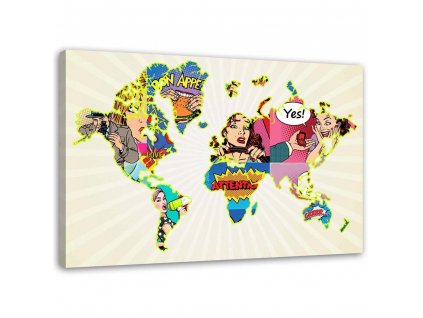 Obraz na plátně Pop art mapa světa