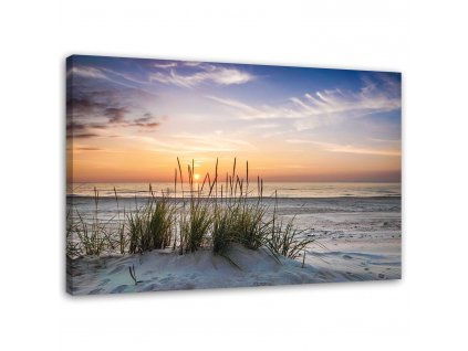 Obraz na plátně Západ slunce na pláži