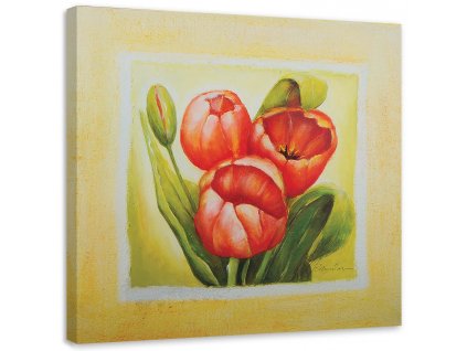 Obraz na plátně Tři červené tulipány