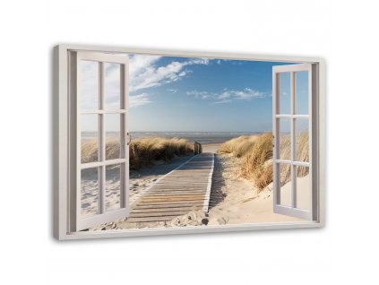 Obraz na plátně Okno cesta na hezkou pláž