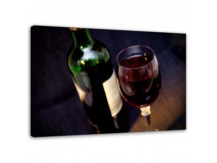 Obraz na plátně Láhev a sklenice na víno