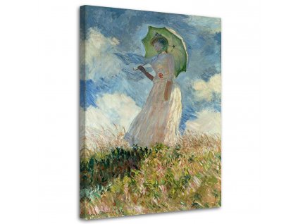 Obraz na plátně Žena s deštníkem otočená doleva - Claude Monet, reprodukce