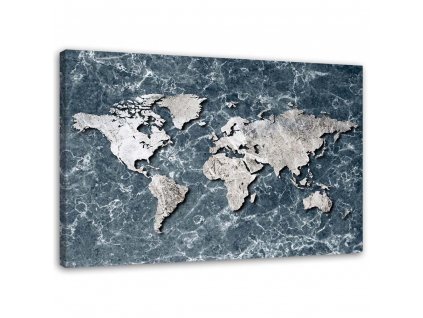 Obraz na plátně Mapa světa na mramoru