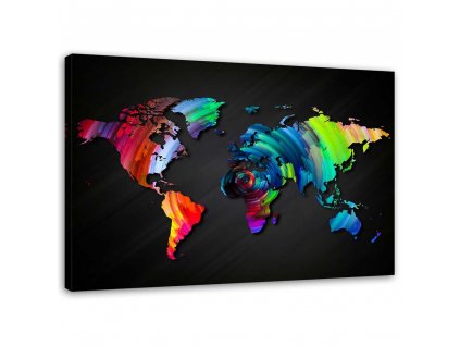 Obraz na plátně Mapa světa s více barvami