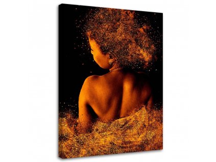 Obraz na plátně Mladá žena ve zlatém prachu