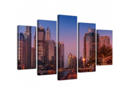 Obraz na plátně Večerní Dubaj - 5 dílný