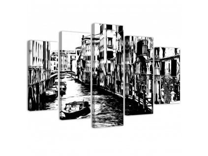 Obraz na plátně Benátský kanál - 5 dílný