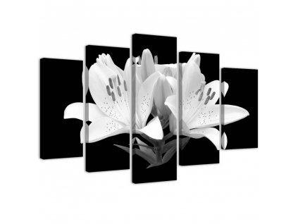 Obraz na plátně Bílé lilie - 5 dílný