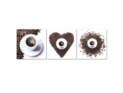 Sada obrazů na plátně Coffee heart - 3 dílná