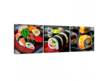 Sada obrazů na plátně Barevné sushi - 3 dílná