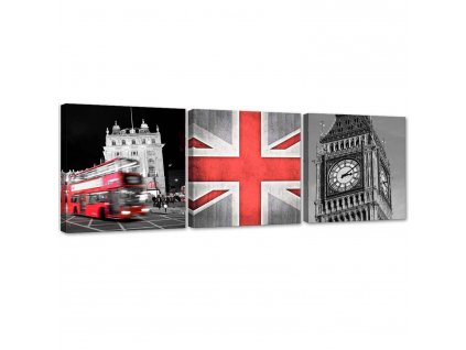 Sada obrazů na plátně Vzpomínky na Londýn - 3 dílná