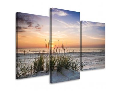 Obraz na plátně Pláž při západu slunce - 3 dílný