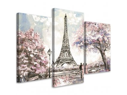 Obraz na plátně Malovaná Eiffelova věž - 3 dílný