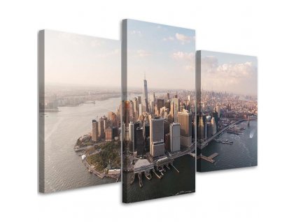 Obraz na plátně Pohled na Manhattan, New York - 3 dílný