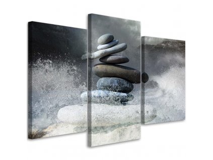 Obraz na plátně Zenové kameny ve vodě - 3 dílný