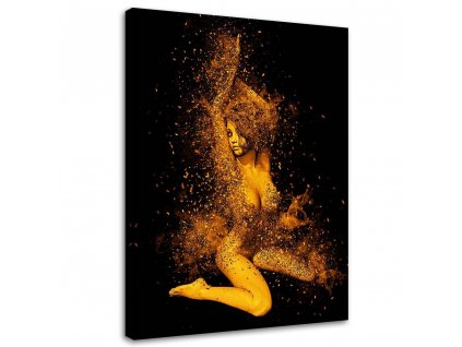 Obraz na plátně Nahá žena ve zlatém prachu