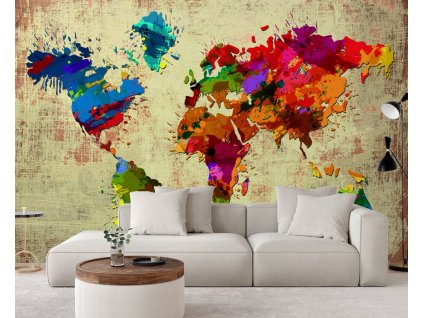 Fototapeta Akvarelová mapa světa