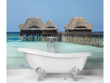 Fototapeta Maledivy, chaty u vody