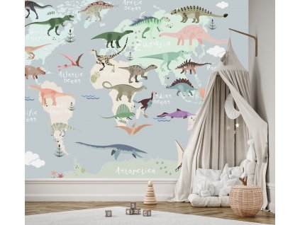 Fototapeta Pastelová mapa dinosaurů