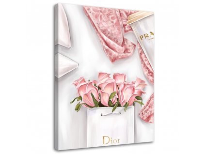 Obraz na plátně Růže v tašce Dior
