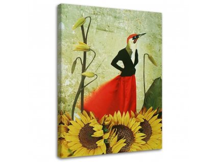 Obraz na plátně Pták v červené sukni - Lili Chartrand