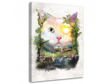 Obraz na plátně Kočka v kouzelném lese - Barrett Biggers