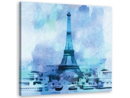 Obraz na plátně Eiffelova věž modrá - Andrea Haase