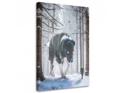 Obraz na plátně Obří pes v zimním lese - Alex Griffith