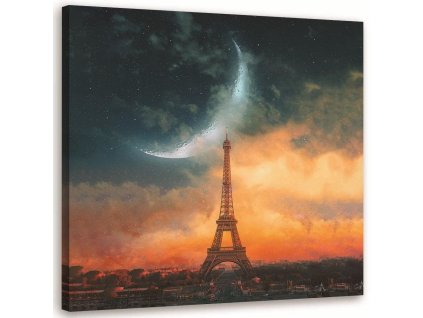 Obraz na plátně Noc a měsíc v Paříži - Rokibul Hasan