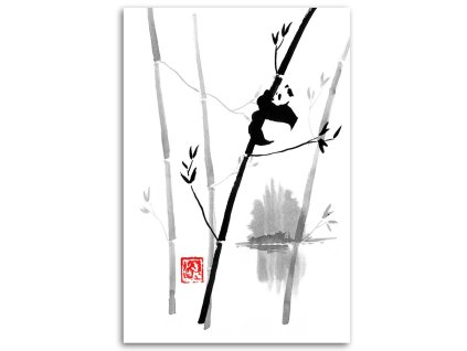 Obraz na plátně Panda na bambusu - Péchane