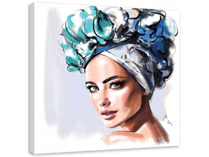 Obraz na plátně Portrét Krásná žena Modré oči - Irina Sadykova