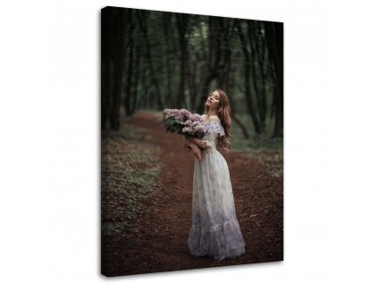 Obraz na plátně Žena v šatech a květinách - Maryna Khomenko