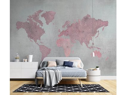 Fototapeta Růžová mapa kontinentů - Andrea Haase